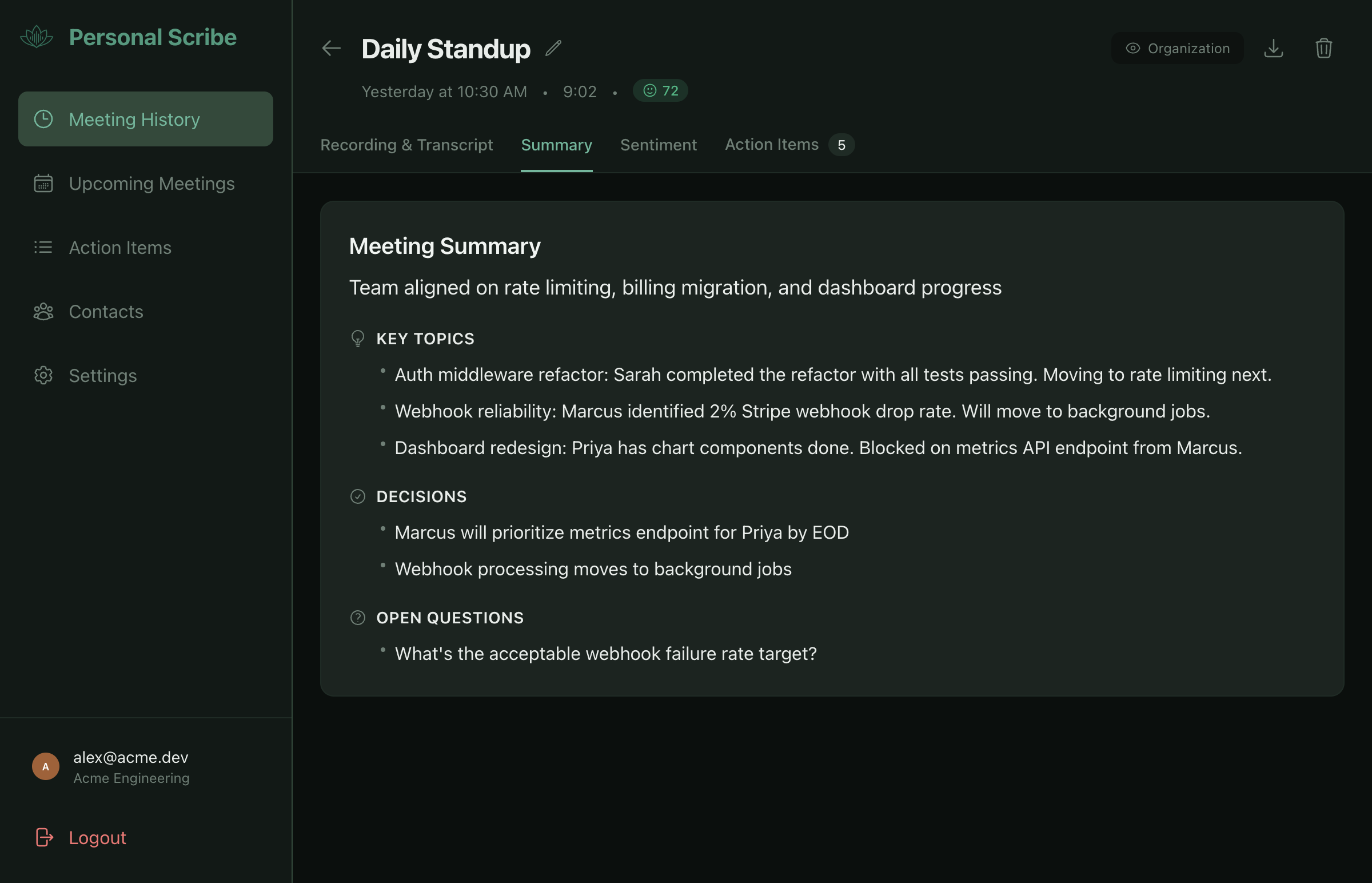 AI meeting summary